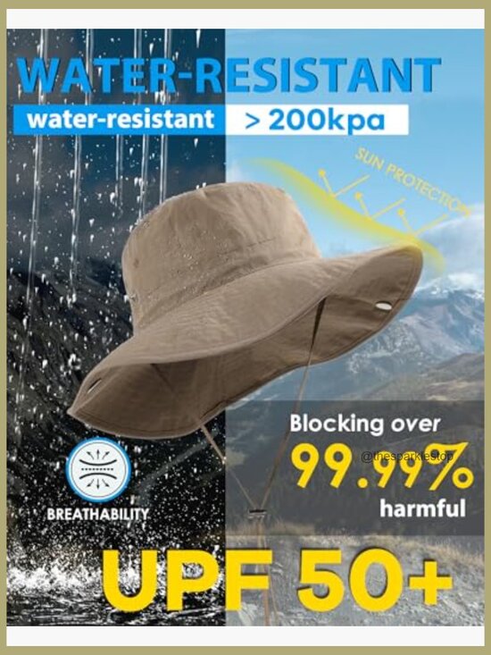 Waterproof Bucket Hat Wide Brim UPF50+ Nylon Foldable Sun Protection main image 7